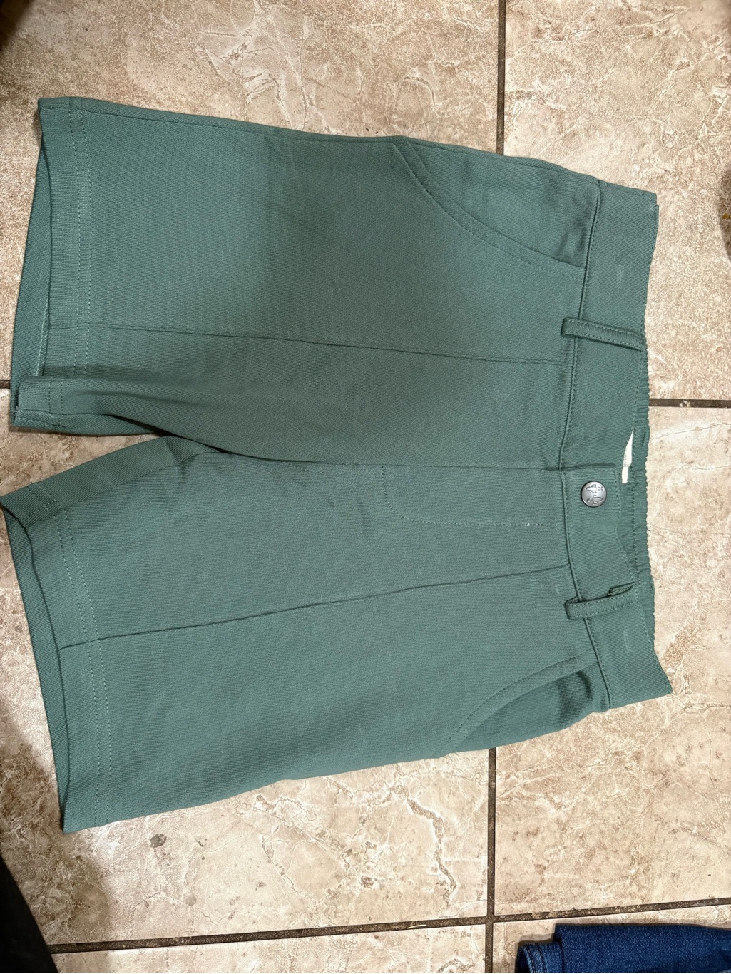 Kids Green Tailored Shorts With Front Pockets